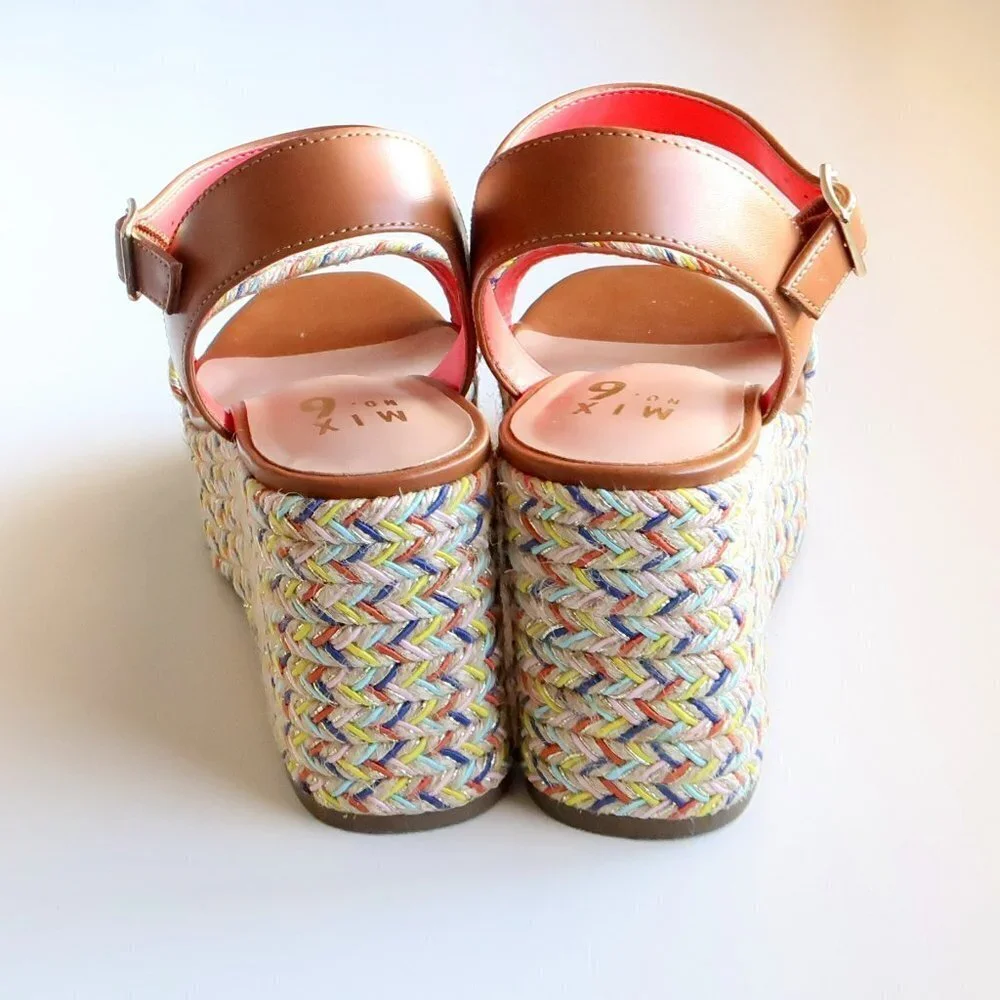 Mix No. 6 Cammie Multicolor Platform Wedge Heel Espadrille Sandals Summer Shoes - Picture 8 of 16